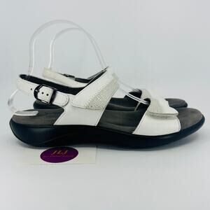 SAS Women's Nudu White Leather Heel Strap Adjustable Comfort Sandals Size 9 M